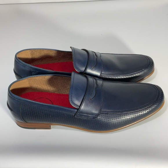 Alfani Mens Alfatech Blaine Leather Slip-On Oxfords Navy Penny Loafers Size 12M - Picture 10 of 16